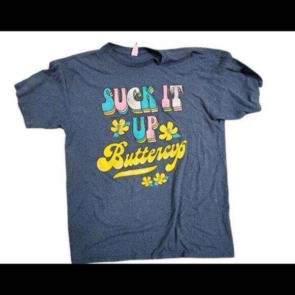 Simply Southern M Medium Tee T Shirt Womens Blue Suck It Up Buttercup Graphic - Picture 1 of 3
